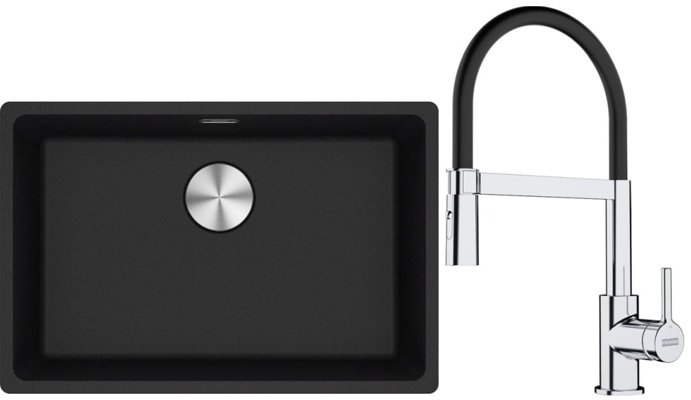Készlet gránit mosogató Franke Maris 125.0687.257, konyhai csaptelep Franke Lina 115.0626.085