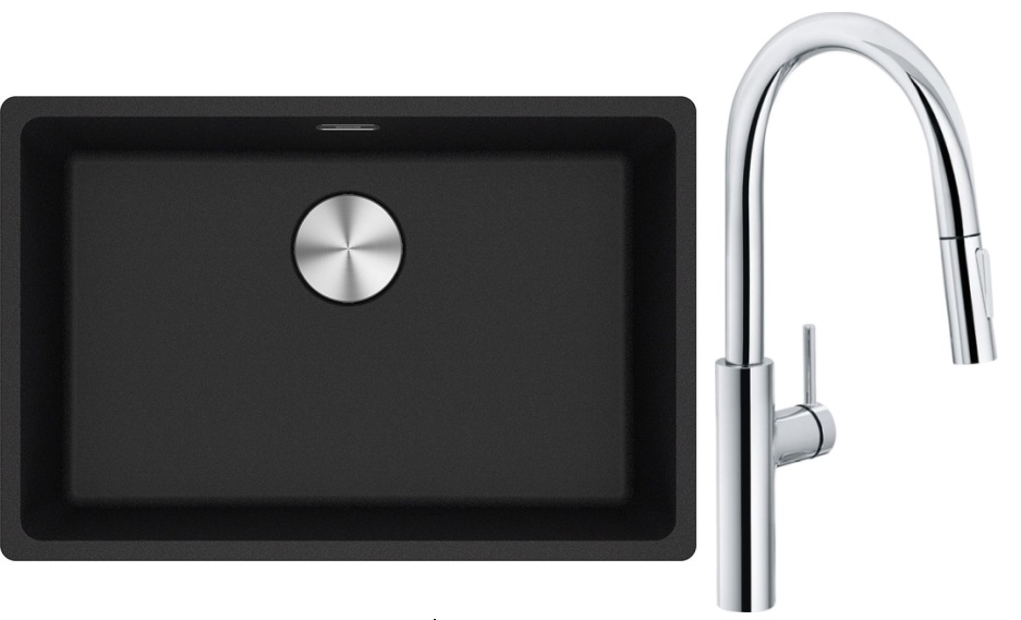 Készlet konyhai csaptelep Franke Pescara L Slide-In 115.0538.940, gránit mosogató Franke Maris 125.0687.257