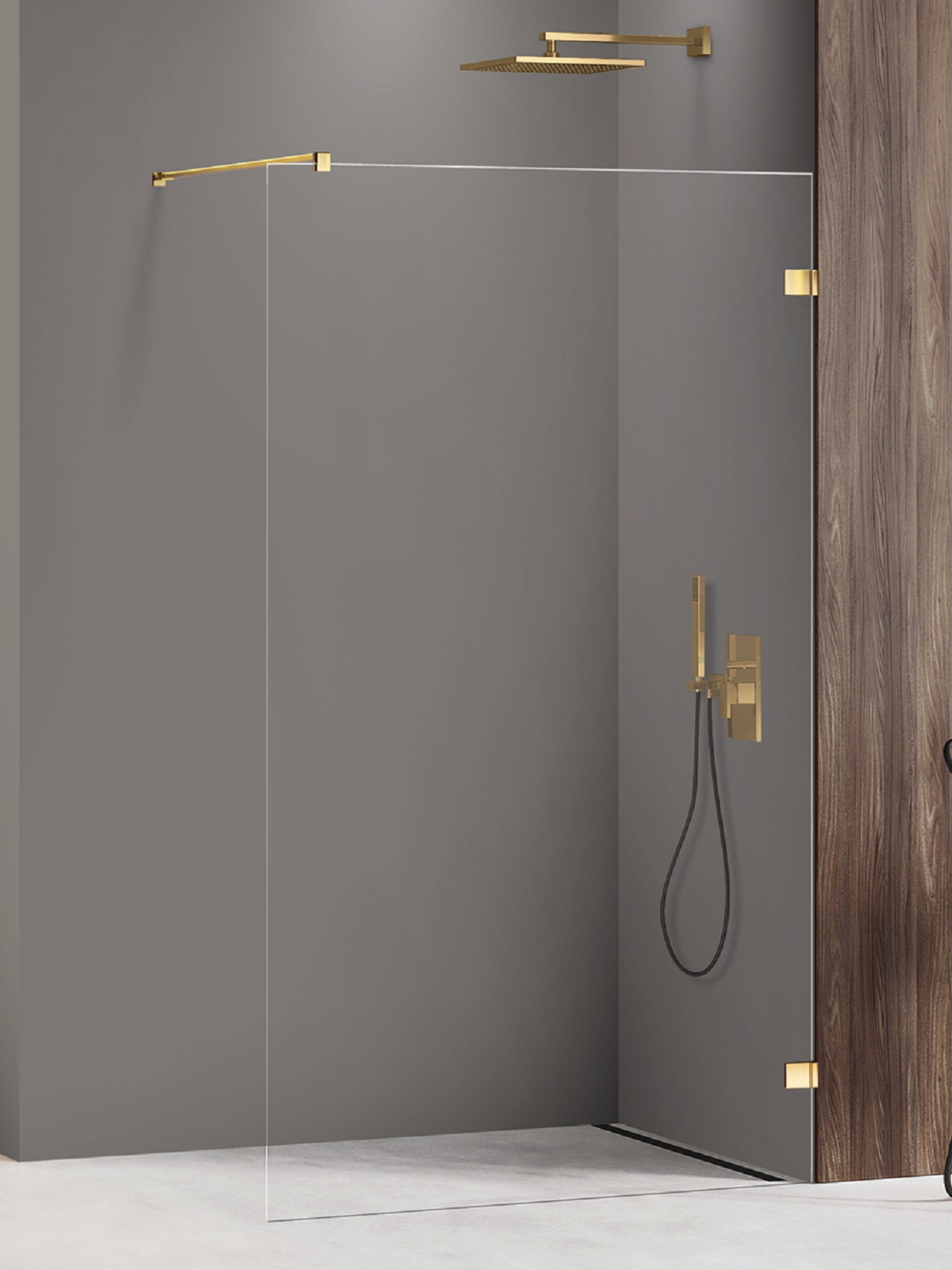 New Trendy Avexa Gold Shine zuhanykabin fal walk-in 160 cm arany fényes/átlátszó üveg EXK-7065