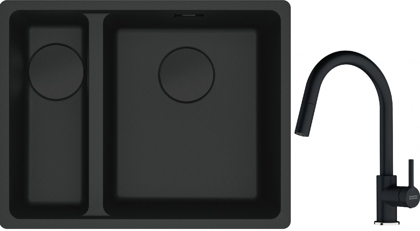 Készlet gránit mosogató Franke Maris 125.0697.756, konyhai csaptelep Franke Lina 115.0626.055