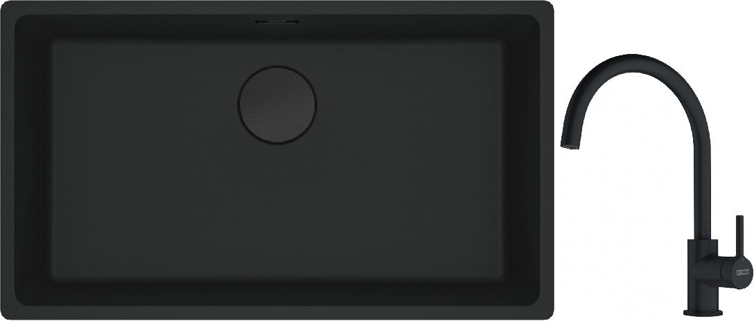 Készlet gránit mosogató Franke Maris 125.0697.757, konyhai csaptelep Franke Lina 115.0626.019