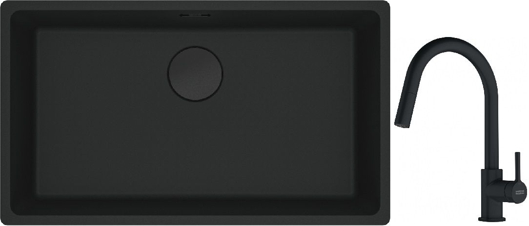 Készlet gránit mosogató Franke Maris 125.0697.757, konyhai csaptelep Franke Lina 115.0626.053