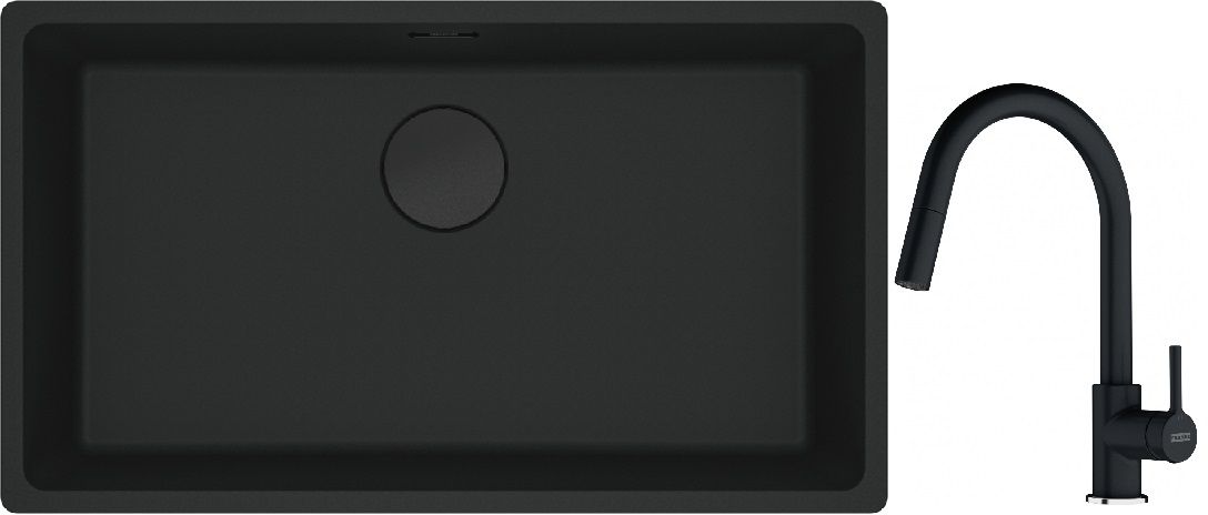 Készlet gránit mosogató Franke Maris 125.0697.757, konyhai csaptelep Franke Lina 115.0626.055