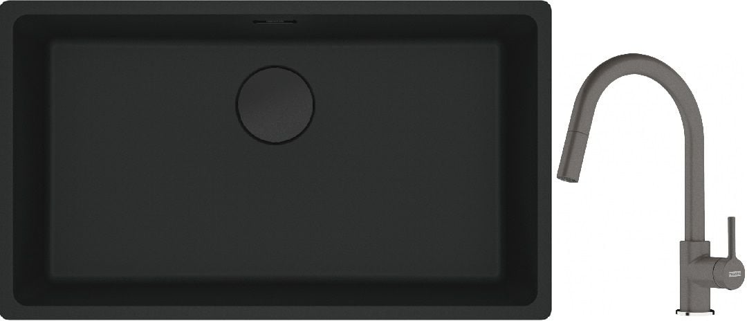 Készlet gránit mosogató Franke Maris 125.0697.757, konyhai csaptelep Franke Lina 115.0626.057