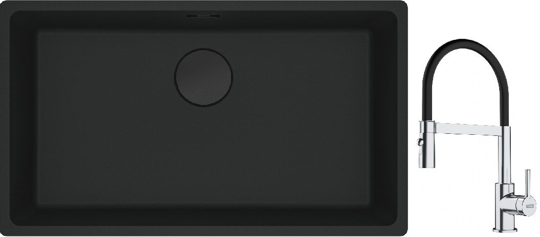 Készlet gránit mosogató Franke Maris 125.0697.757, konyhai csaptelep Franke Lina 115.0626.085