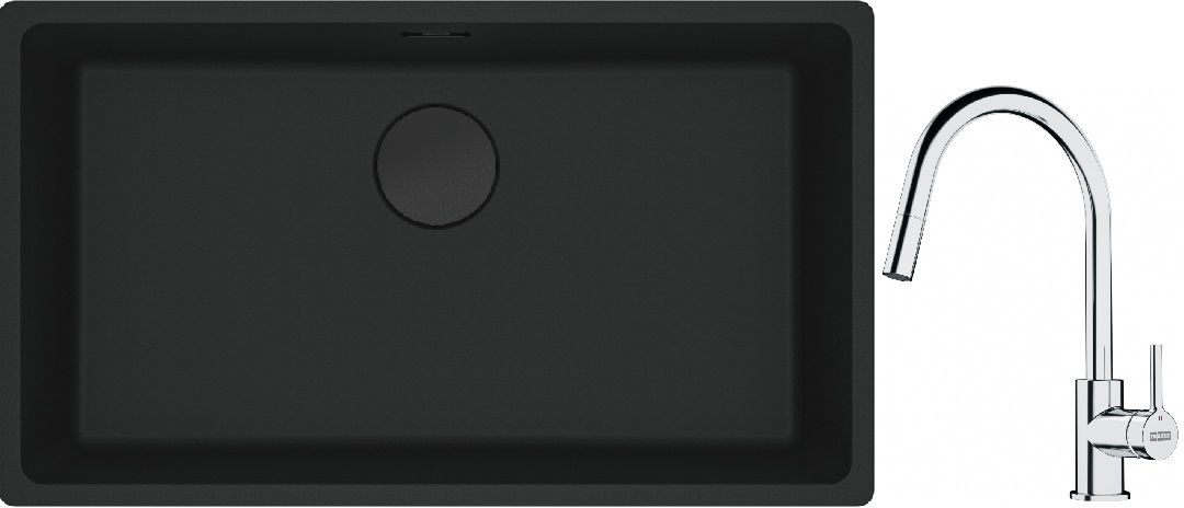 Készlet gránit mosogató Franke Maris 125.0697.757, konyhai csaptelep Franke Lina 115.0693.229