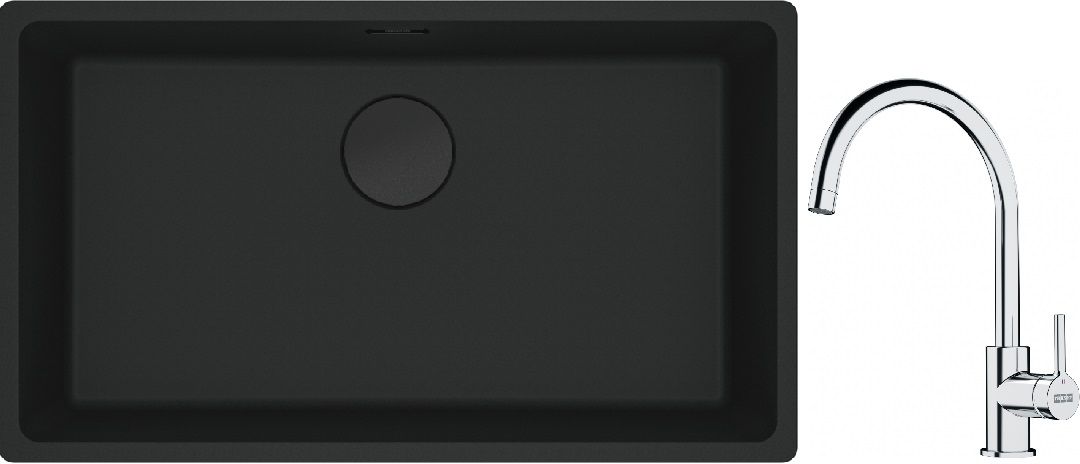 Készlet gránit mosogató Franke Maris 125.0697.757, konyhai csaptelep Franke Lina 115.0693.228