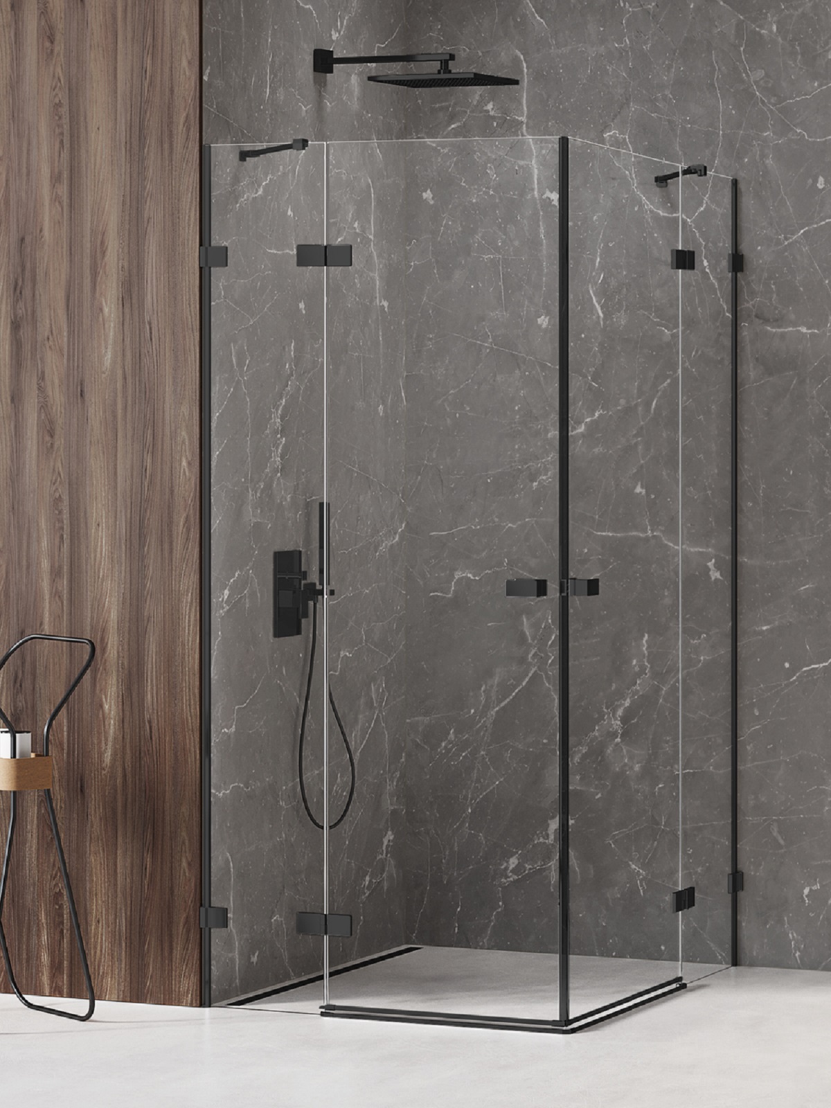 New Trendy Avexa Black zuhanykabin 90x90 cm négyzet fekete matt/átlátszó üveg EXK-1613