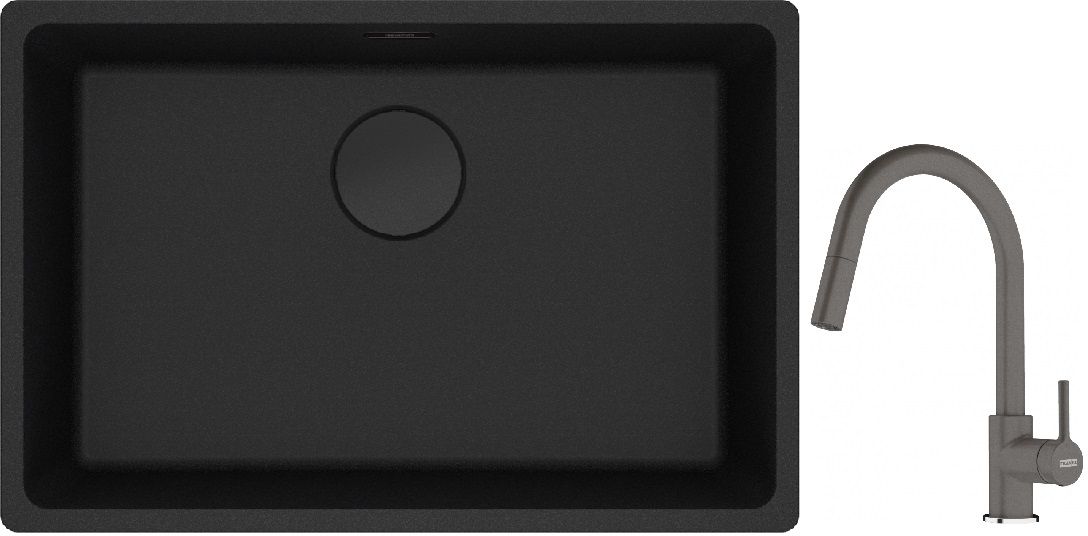 Készlet gránit mosogató Franke Maris 125.0697.758, konyhai csaptelep Franke Lina 115.0626.057