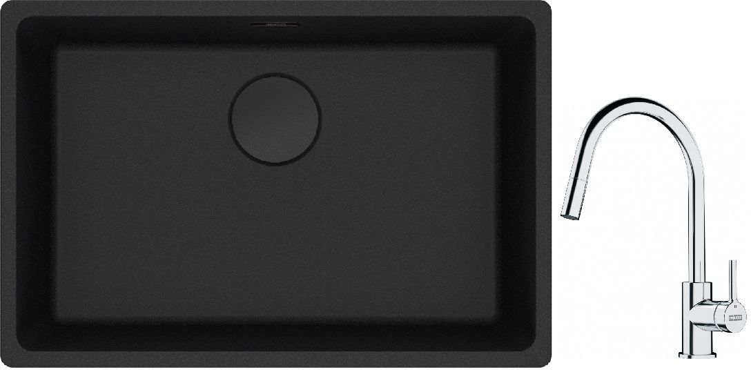 Készlet gránit mosogató Franke Maris 125.0697.758, konyhai csaptelep Franke Lina 115.0693.229