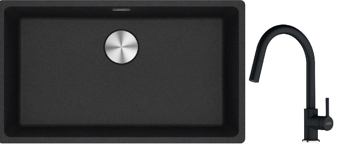 Készlet gránit mosogató Franke Maris 125.0687.261, konyhai csaptelep Franke Lina 115.0626.055