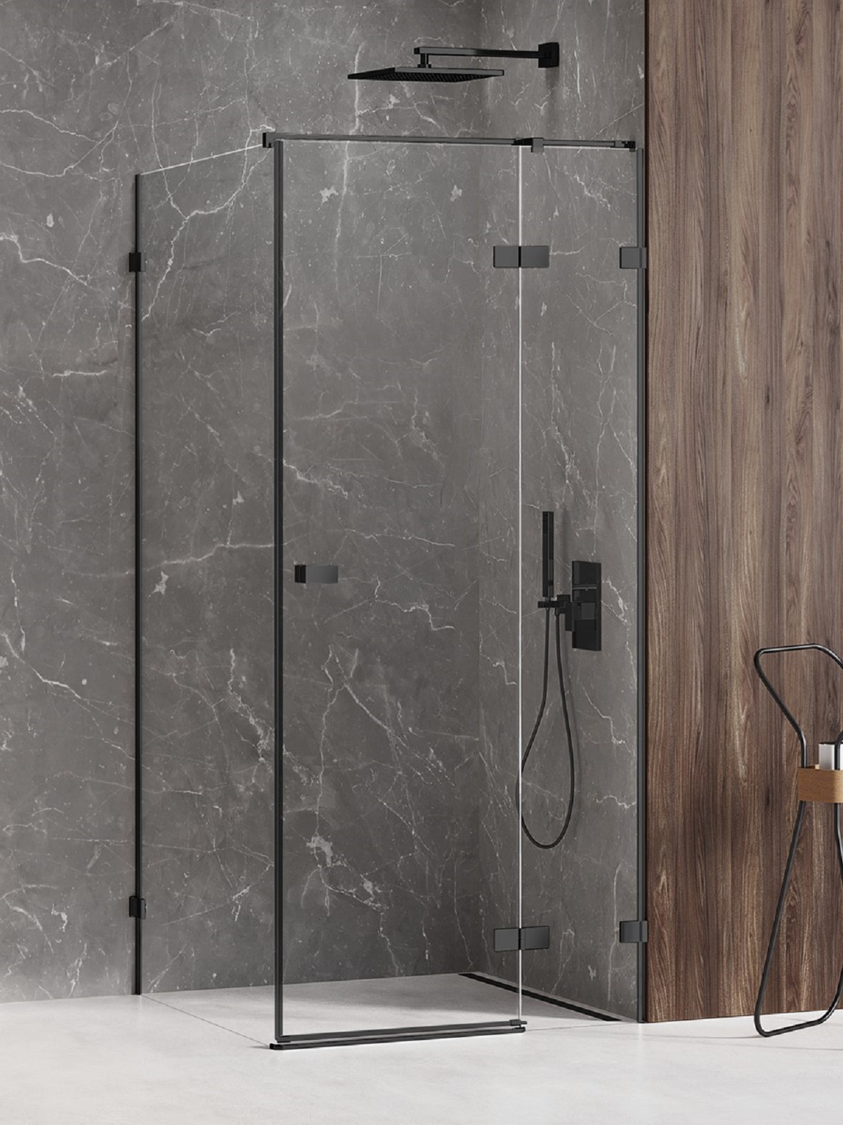 New Trendy Avexa Black zuhanykabin 120x80 cm négyszögletes fekete matt/átlátszó üveg EXK-1599