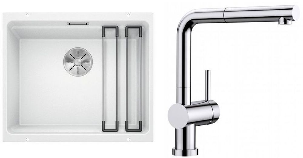 Készlet gránit mosogató Blanco Etagon 500-U 522231, konyhai csaptelep Blanco Linus-S-F 514023
