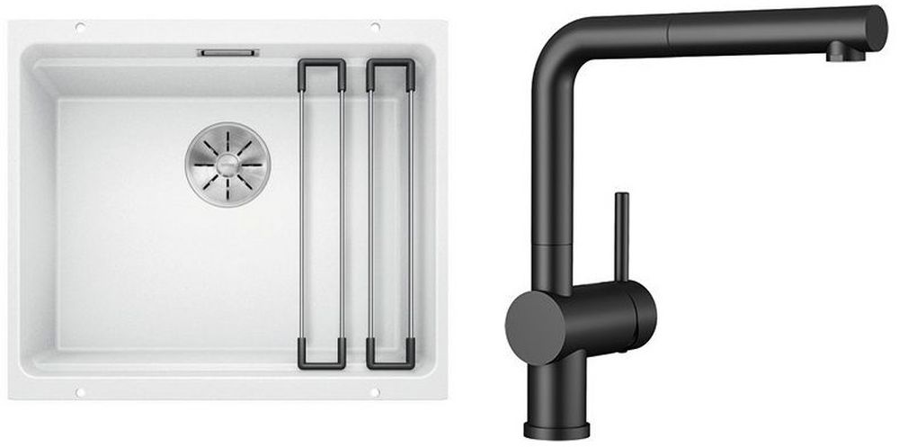Készlet gránit mosogató Blanco Etagon 500-U 522231, konyhai csaptelep Blanco Linus-S 525807