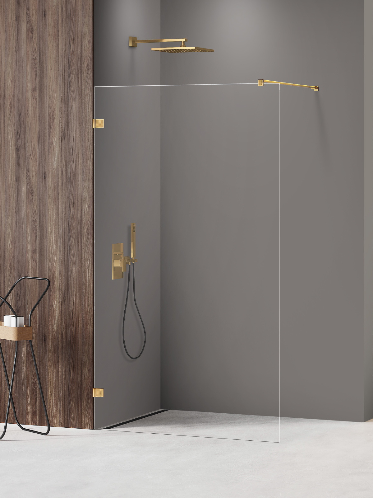 New Trendy Avexa Gold Shine XR zuhanykabin fal walk-in 50 cm arany fényes/átlátszó üveg EXK-6974