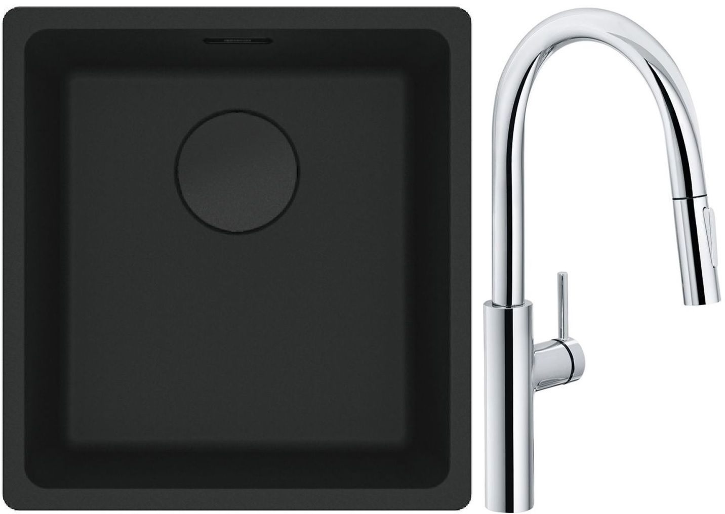 Készlet konyhai csaptelep Franke Pescara L Slide-In 115.0538.940, gránit mosogató Franke Maris 125.0697.760