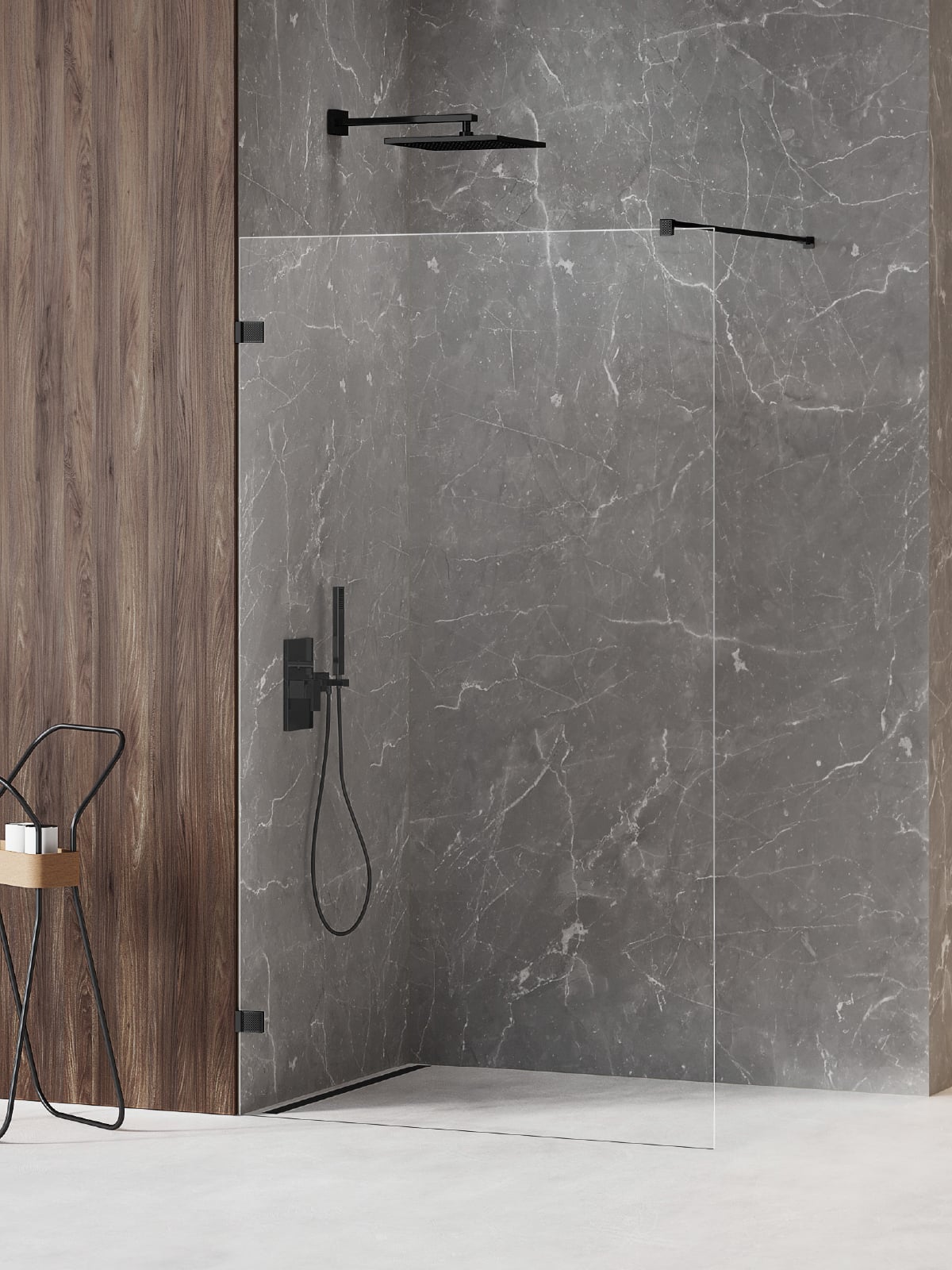 New Trendy Avexa Black XR zuhanykabin fal walk-in 120 cm fekete matt üveg/átlátszó üveg EXK-6971