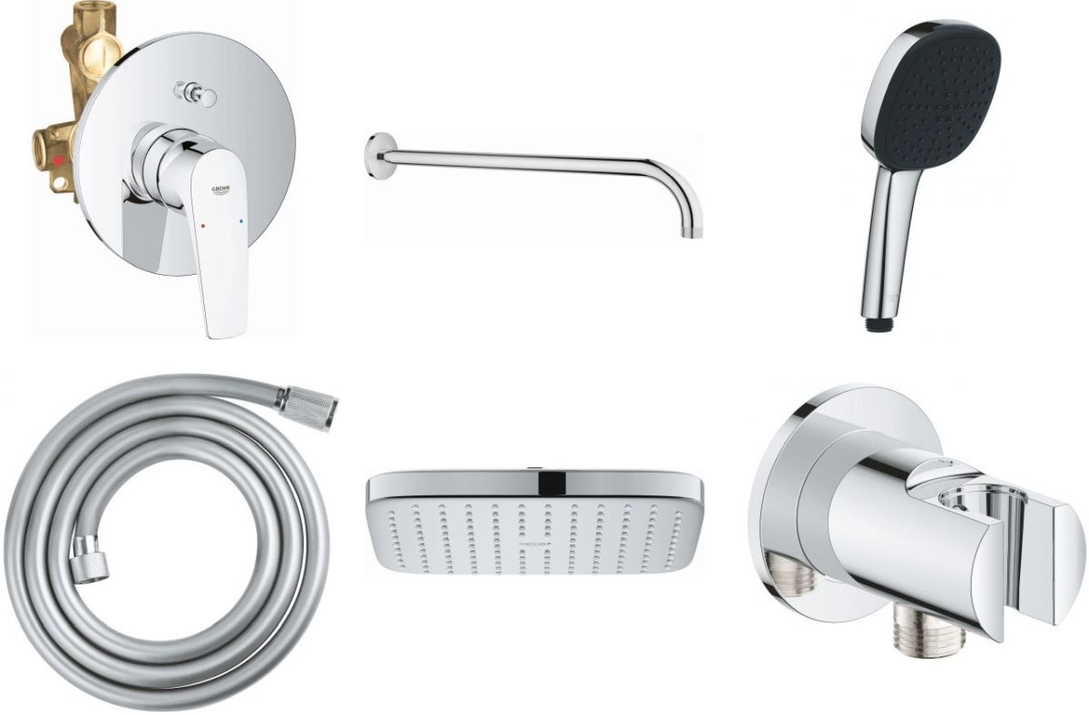 Készlet kád és zuhany csaptelep Grohe Start Flow 29117000, fejzuhany Grohe Vitalio Comfort 26695000, 27851000, 26962001, 26397001, 28741002