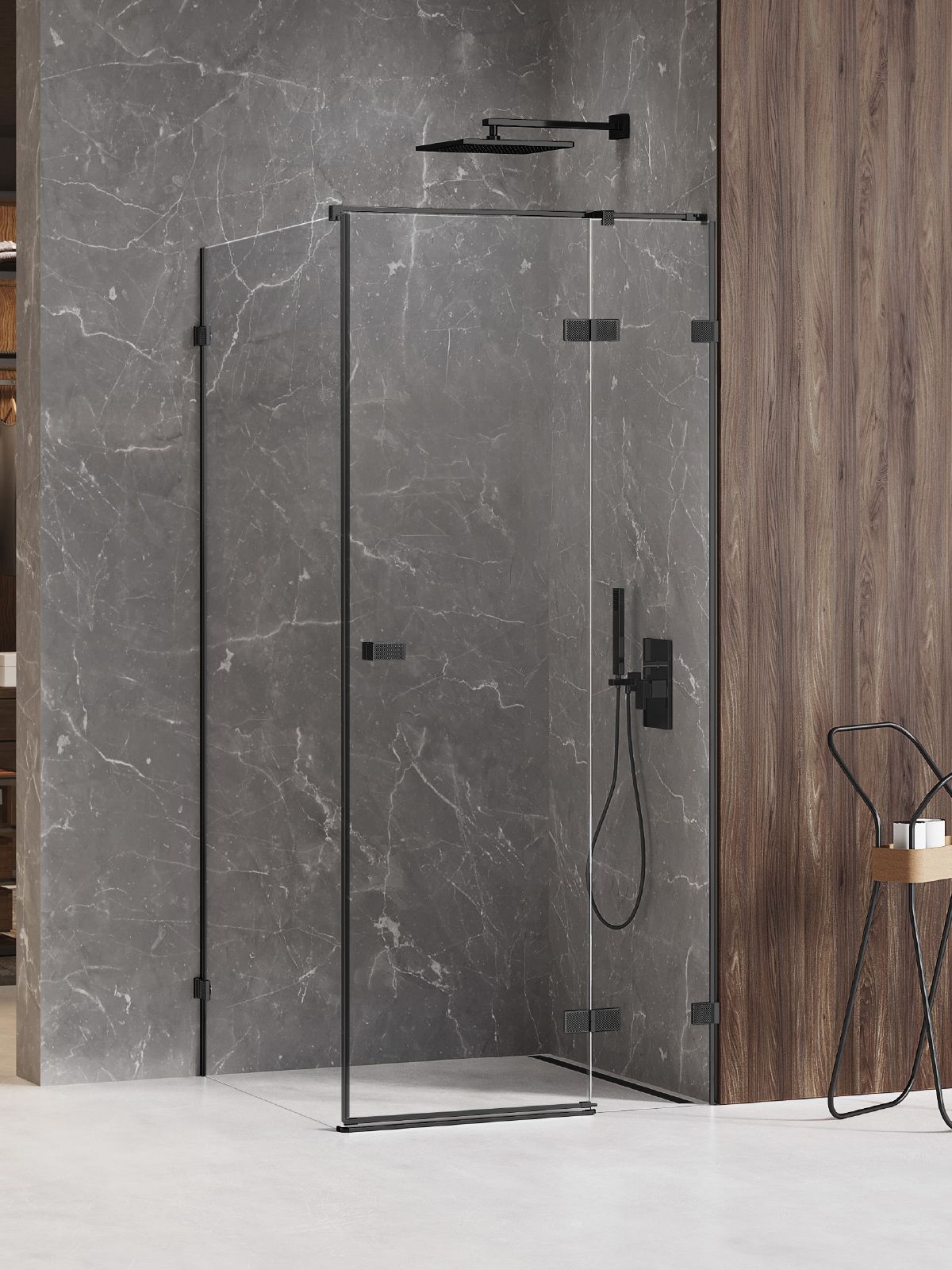 New Trendy Avexa Black XR zuhanykabin 120x80 cm négyszögletes fekete matt/átlátszó üveg EXK-6884