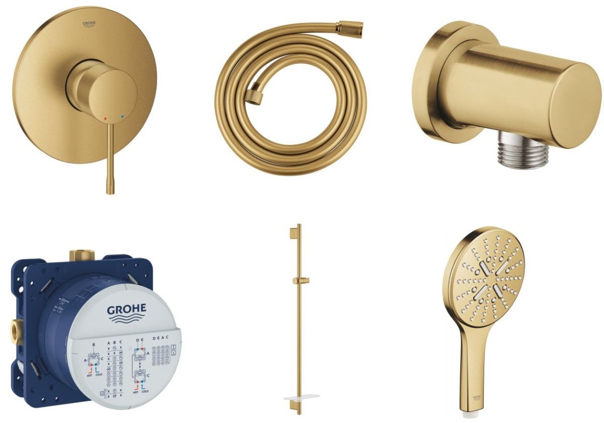 Készlet zuhanycsaptelep Grohe Essence 24057GN1, zuhanyrúd Grohe Rainshower 26603GN0, 26574GN0, 27057GN0, 35600000, 28388GL0