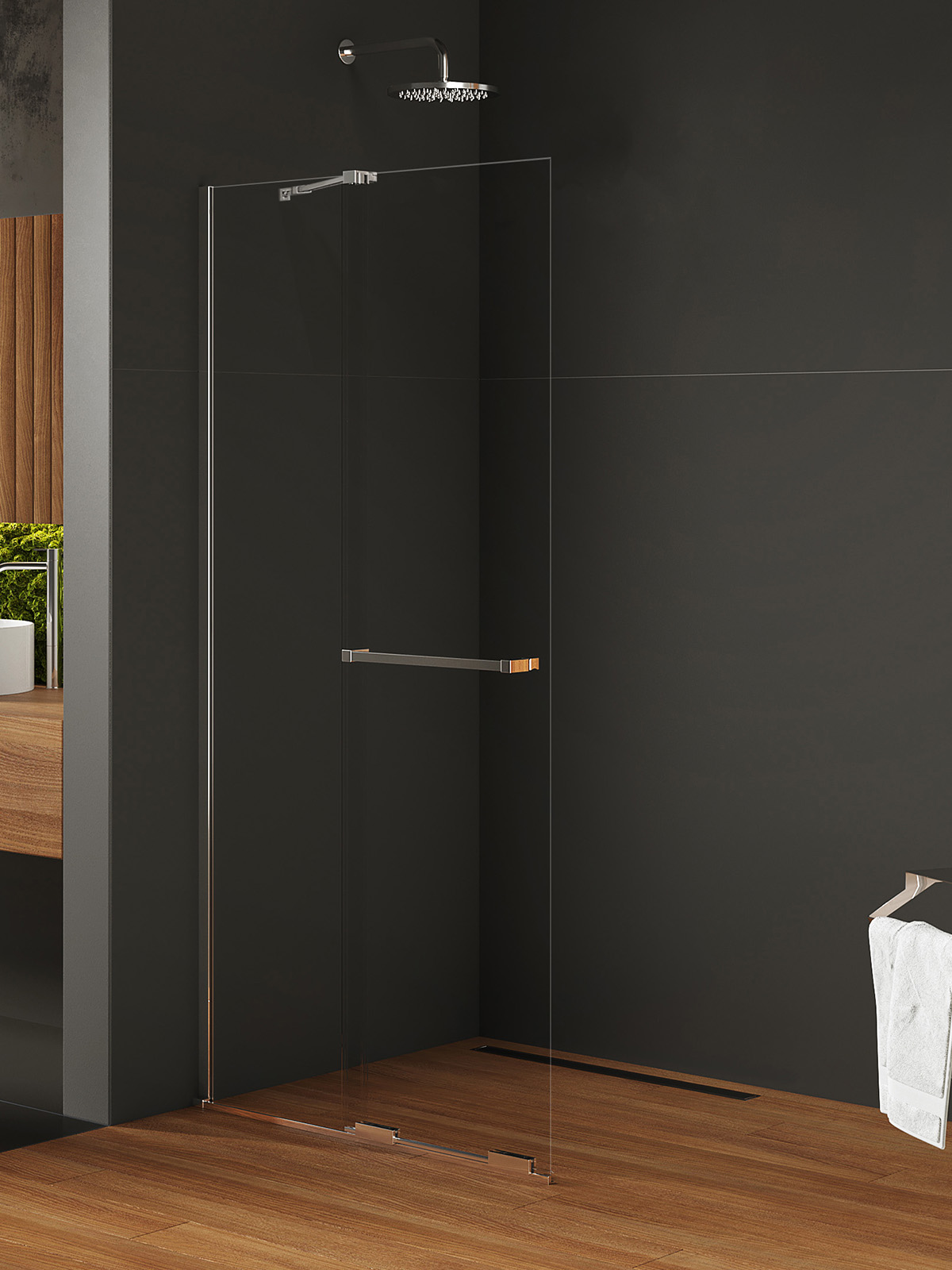 New Trendy Smart zuhanykabin fal walk-in 80 cm króm fényes/átlátszó üveg EXK-6621-WU