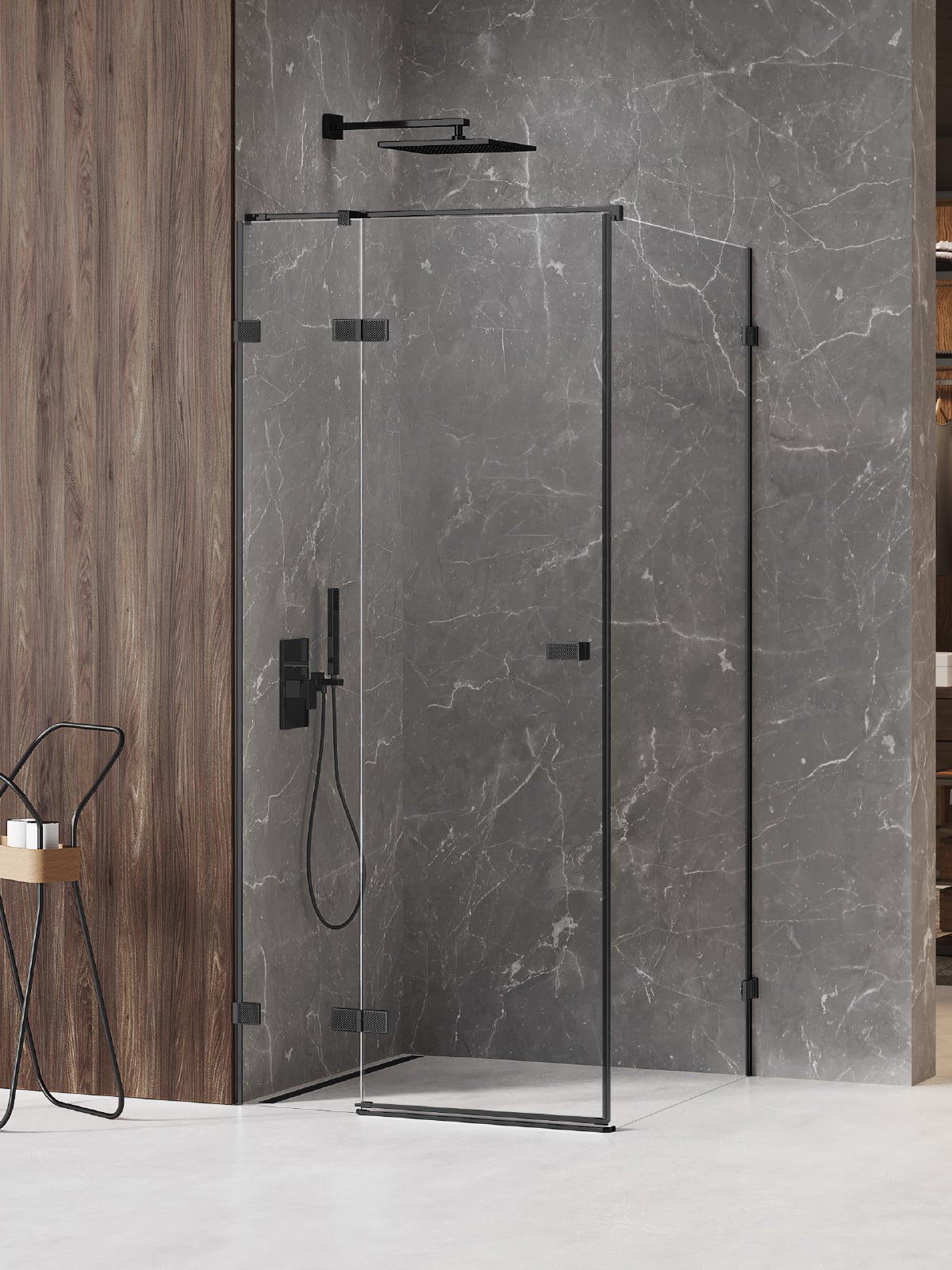New Trendy Avexa Black XR zuhanykabin 120x90 cm négyszögletes fekete matt/átlátszó üveg EXK-6875