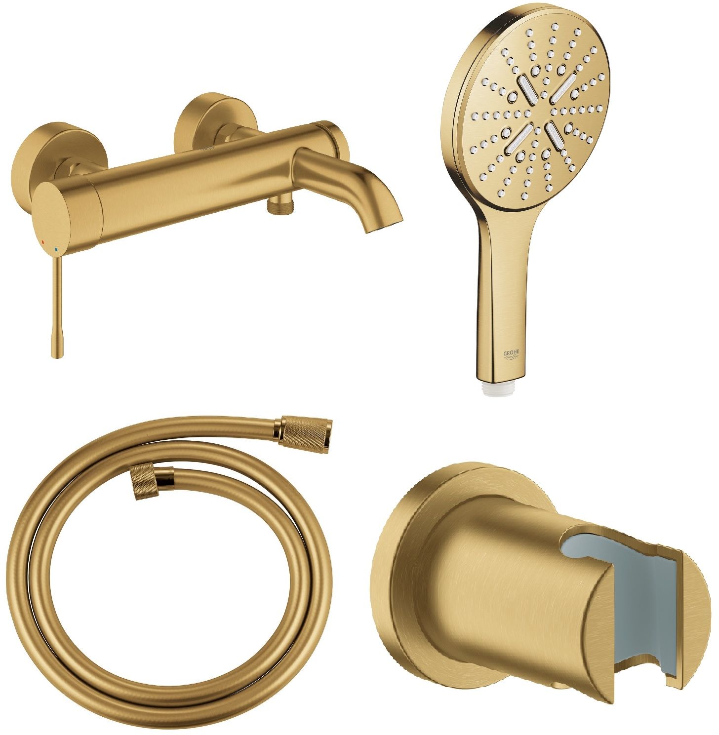 Készlet kád és zuhany csaptelep Grohe Essence 33624GN1, zuhanyfej Grohe Rainshower 26574GN0, 27074GN0, 28362GL0