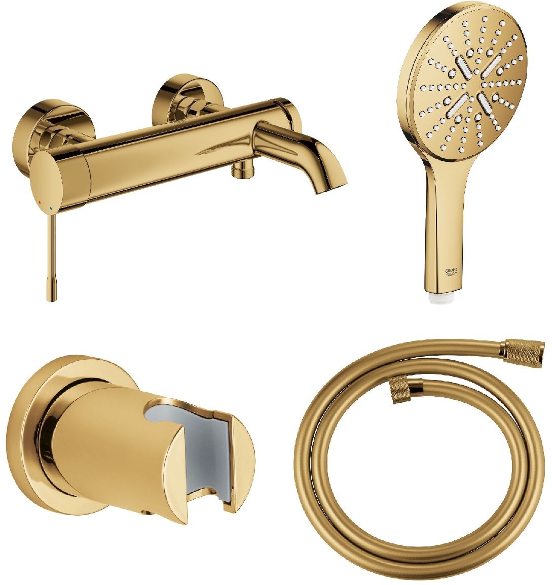 Készlet kád és zuhany csaptelep Grohe Essence 33624GL1, zuhanyfej Grohe Rainshower 26574GL0, 27074GL0, 28362GL0