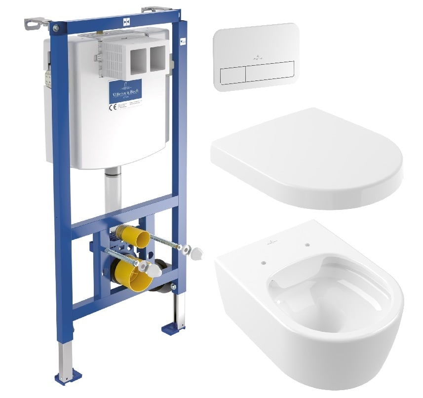 Készlet WC csésze Villeroy & Boch Avento 5656R001, beépíthető keret Villeroy & Boch ViConnect 92246100, 9M77C101, 92249068