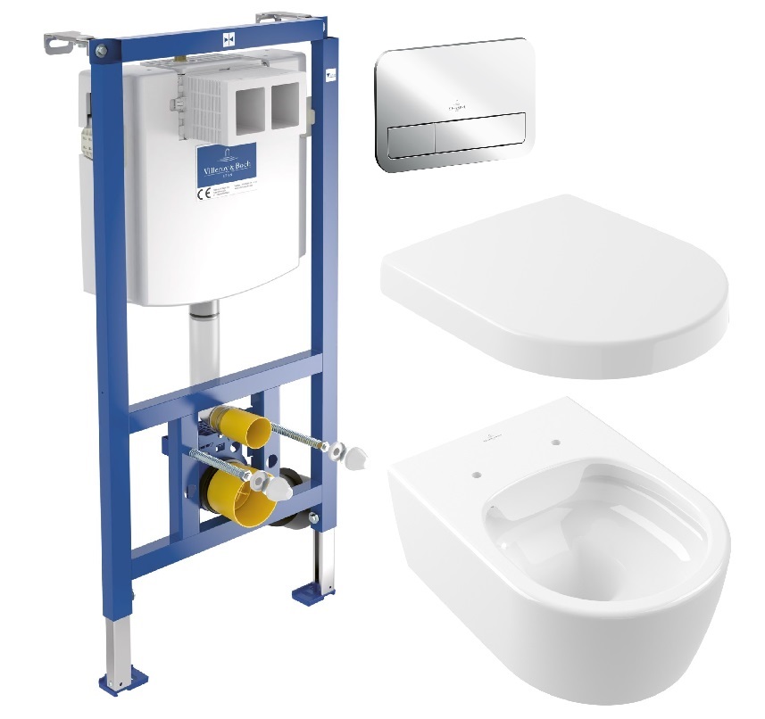 Készlet WC csésze Villeroy & Boch Avento 5656R001, beépíthető keret Villeroy & Boch ViConnect 92246100, 9M77C101, 92249061