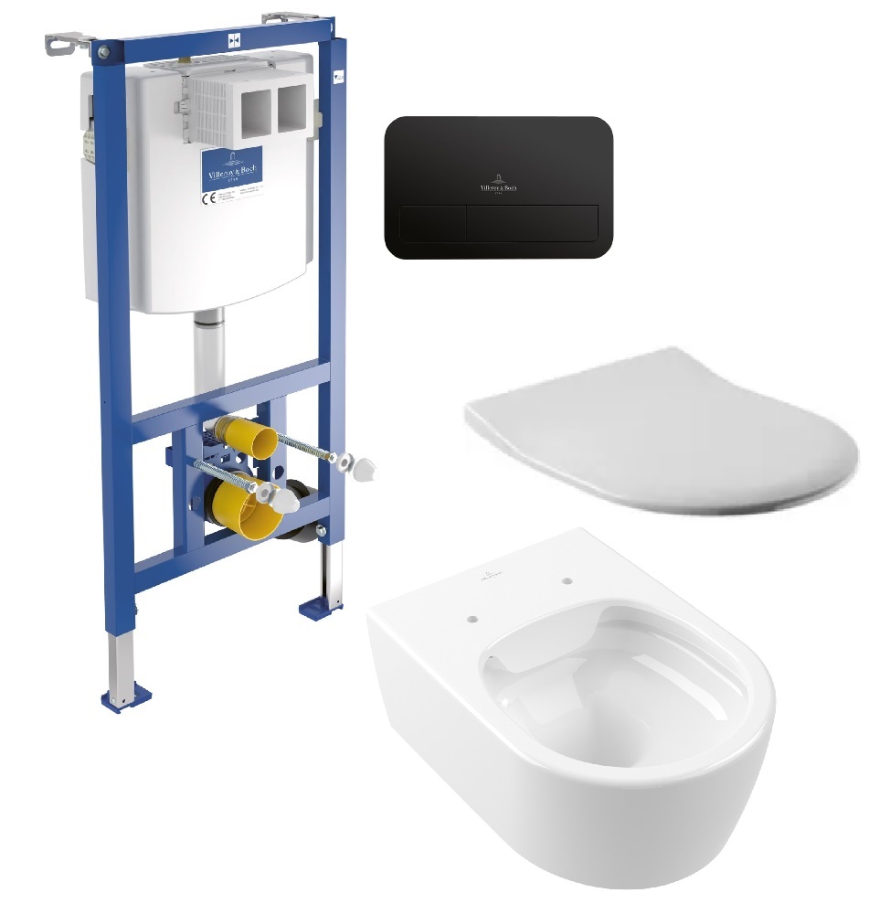 Készlet WC csésze Villeroy & Boch Avento 5656R001, beépíthető keret Villeroy & Boch ViConnect 92246100, 9M87S101, 922490AN