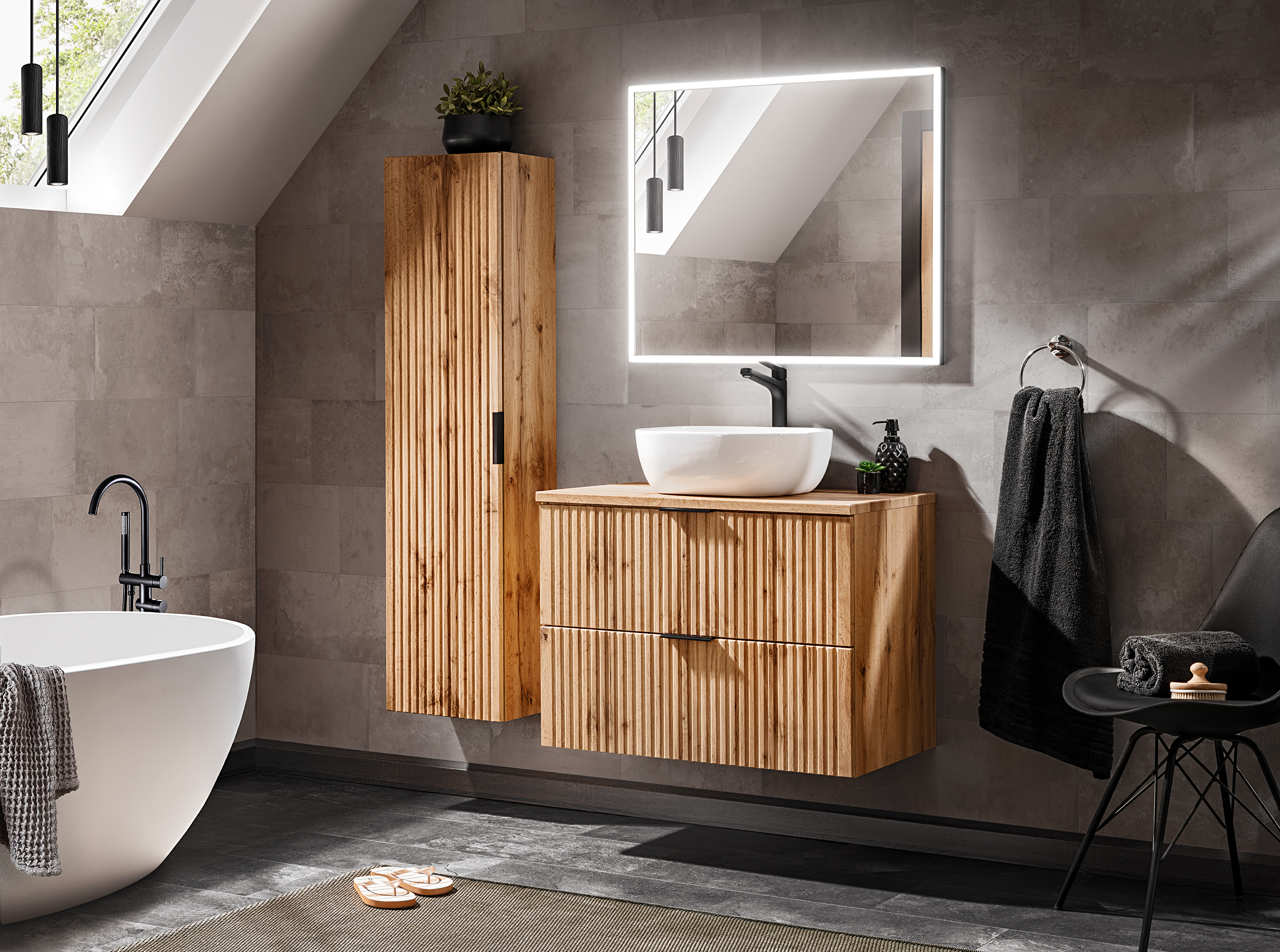 Készlet szekrény Comad Adel Oak ADEL OAK 82-80-B-2S, szekrény Comad Adel Oak ADEL OAK 80-01-B-1D, LUSTROALICE80, UM-6252SMILE40DP, ADEL OAK 89-80-B