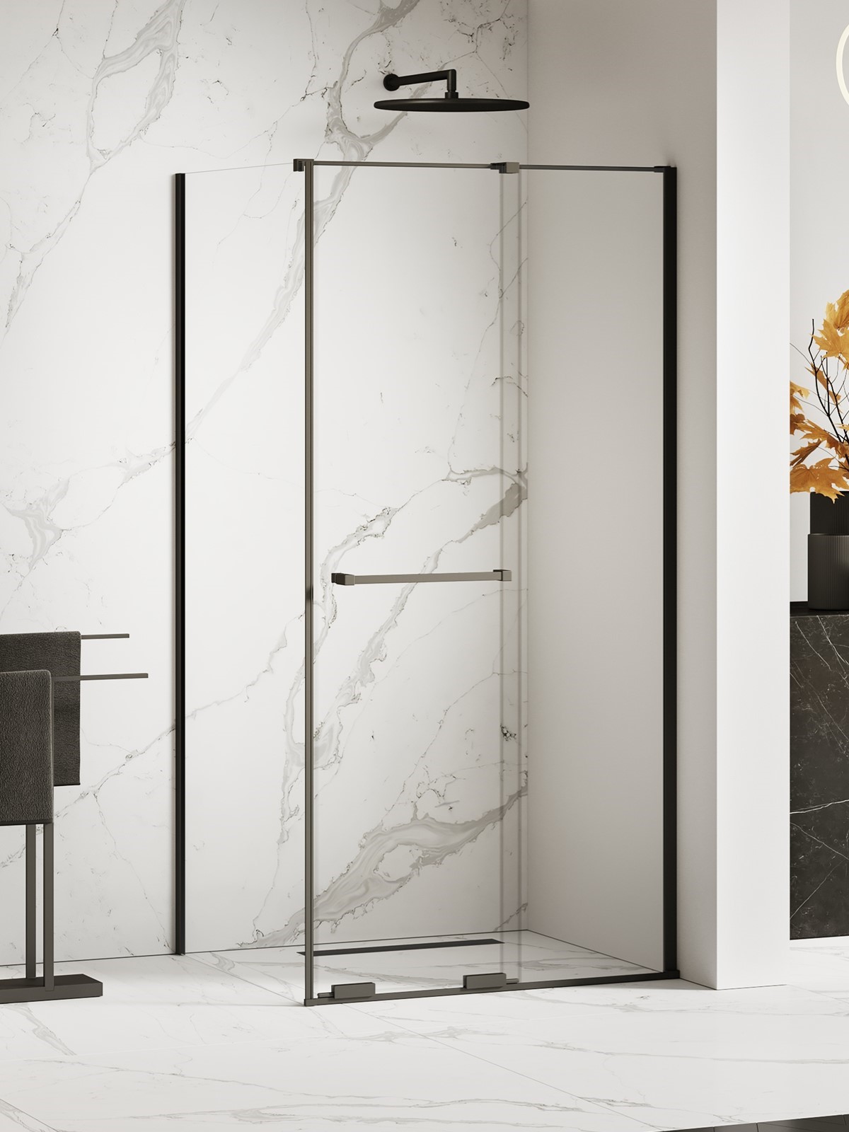 New Trendy Smart Black zuhanykabin 160x120 cm négyszögletes fekete matt/átlátszó üveg EXK-6673