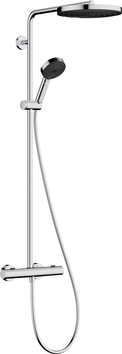 Hansgrohe Pulsify S zuhany készlet fal termosztáttal trópusi zuhany opcióval króm 24236000