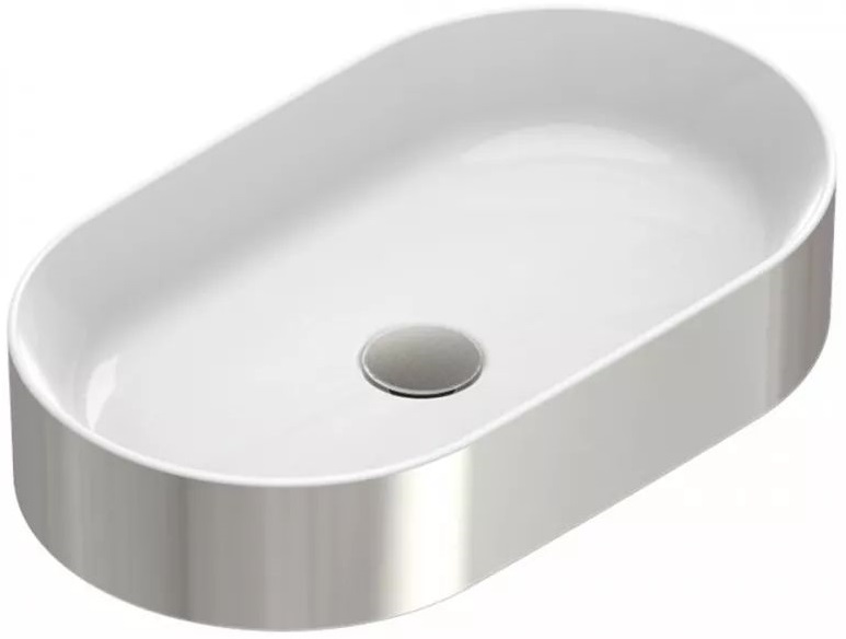 Catalano Gold & Silver mosdótál 50x35 cm ovális mosdótálak fehér-ezüst 0122500041