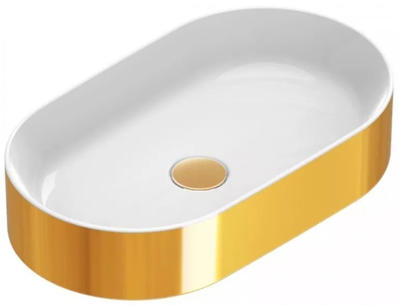 Catalano Gold & Silver mosdótál 50x35 cm ovális mosdótálak fehér-arany 0122500042