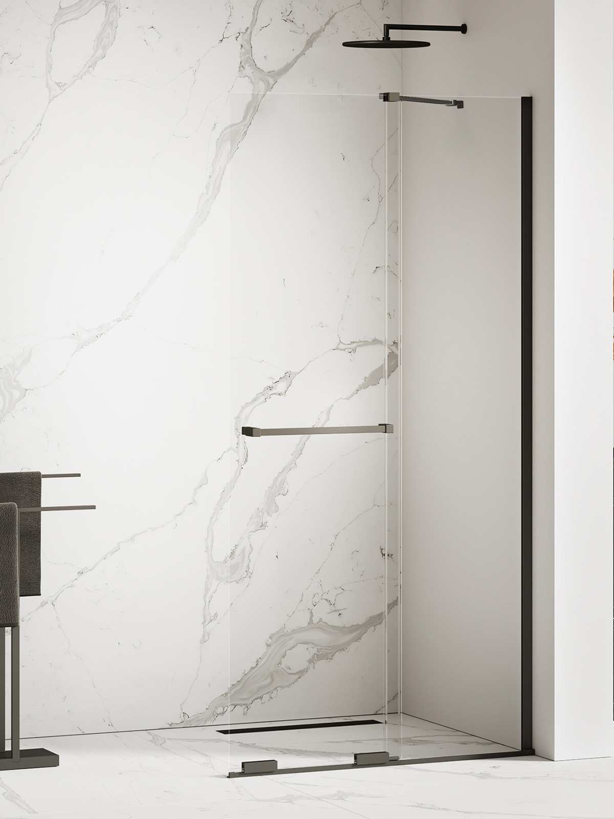 New Trendy Smart Black zuhanykabin fal walk-in 120 cm fekete matt üveg/átlátszó üveg EXK-6678-WU