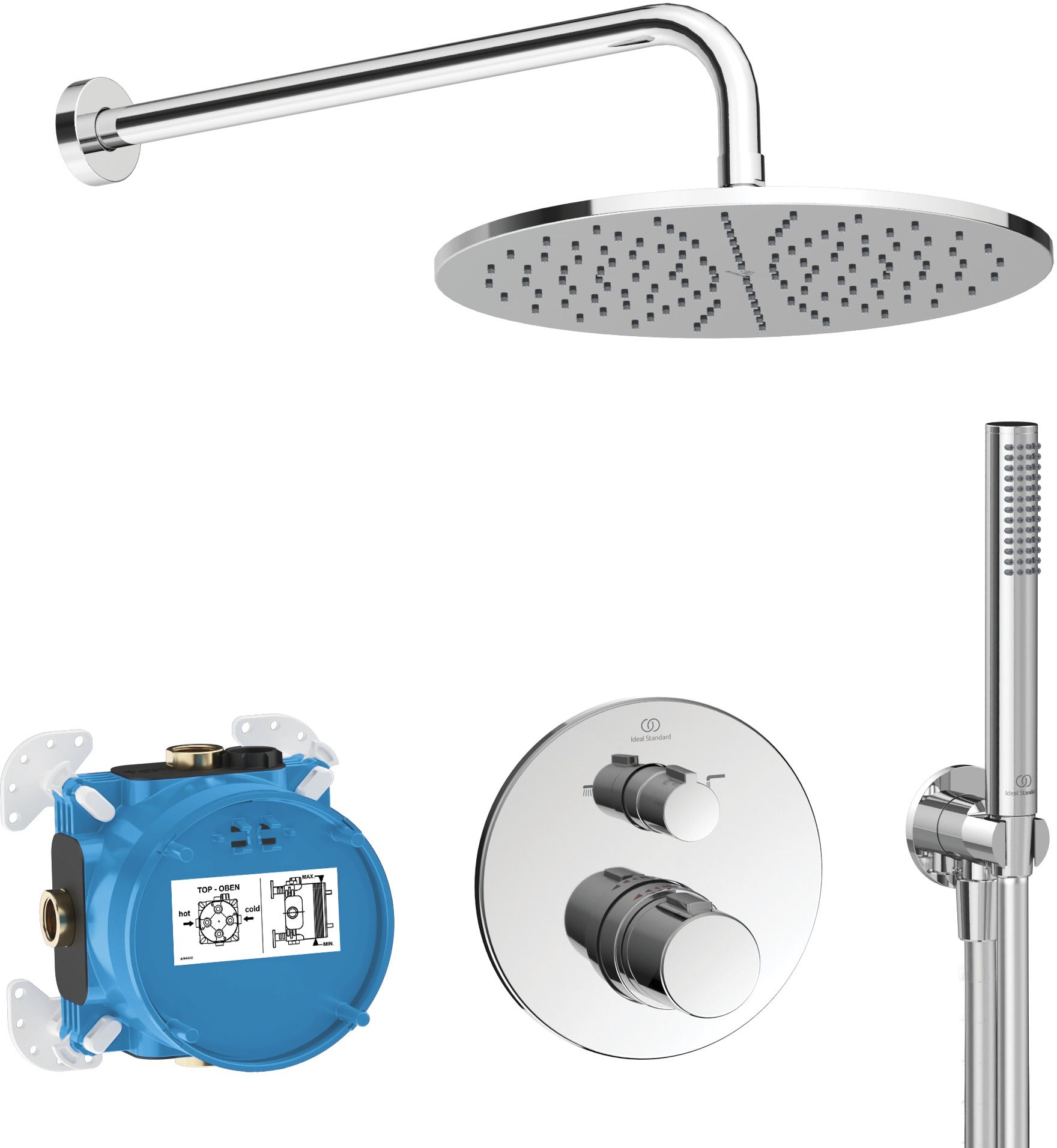 Ideal Standard Ceratherm zuhany készlet beépített termosztáttal trópusi zuhany opcióval króm A7573AA
