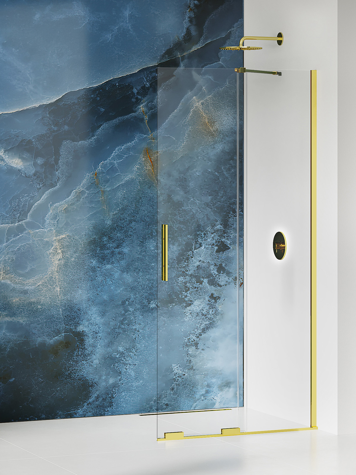 New Trendy Smart Light Gold zuhanykabin fal walk-in 140 cm arany fényes/átlátszó üveg EXK-4299-WU