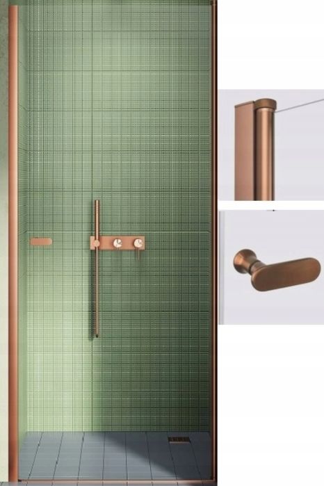 New Trendy New Soleo Copper Brushed zuhanyajtók 80 cm dönthető réz csiszolt/átlátszó üveg D-0490A