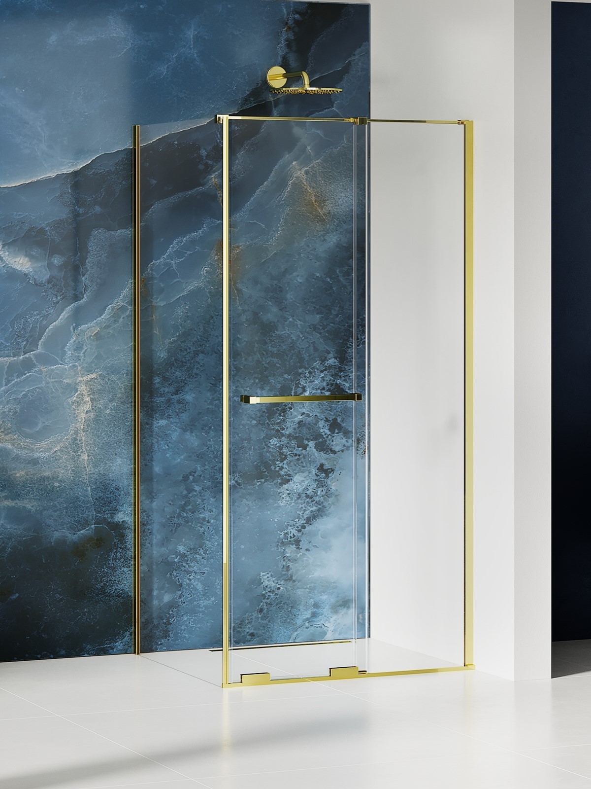New Trendy Smart Light Gold zuhanykabin 160x110 cm négyszögletes arany fényes/átlátszó üveg EXK-6725