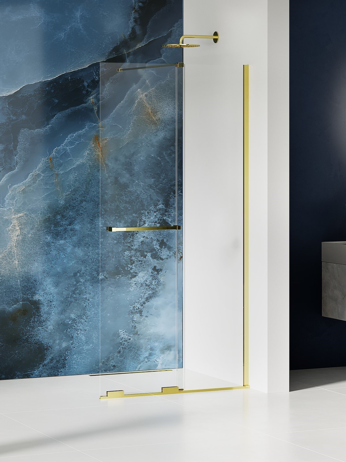 New Trendy Smart Light Gold zuhanykabin fal walk-in 160 cm arany fényes/átlátszó üveg EXK-6735