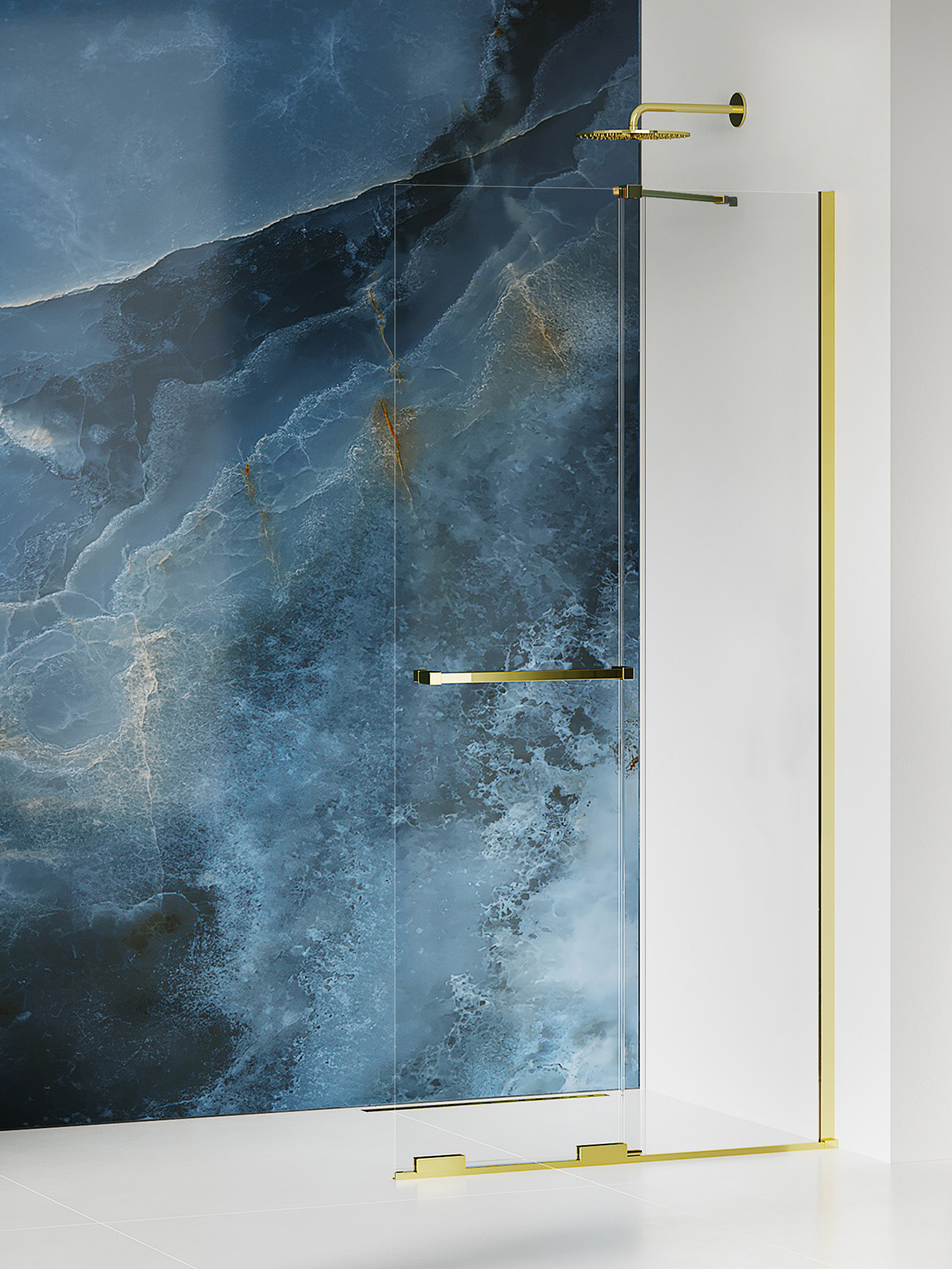 New Trendy Smart Light Gold zuhanykabin fal walk-in 120 cm arany fényes/átlátszó üveg EXK-6731-WU