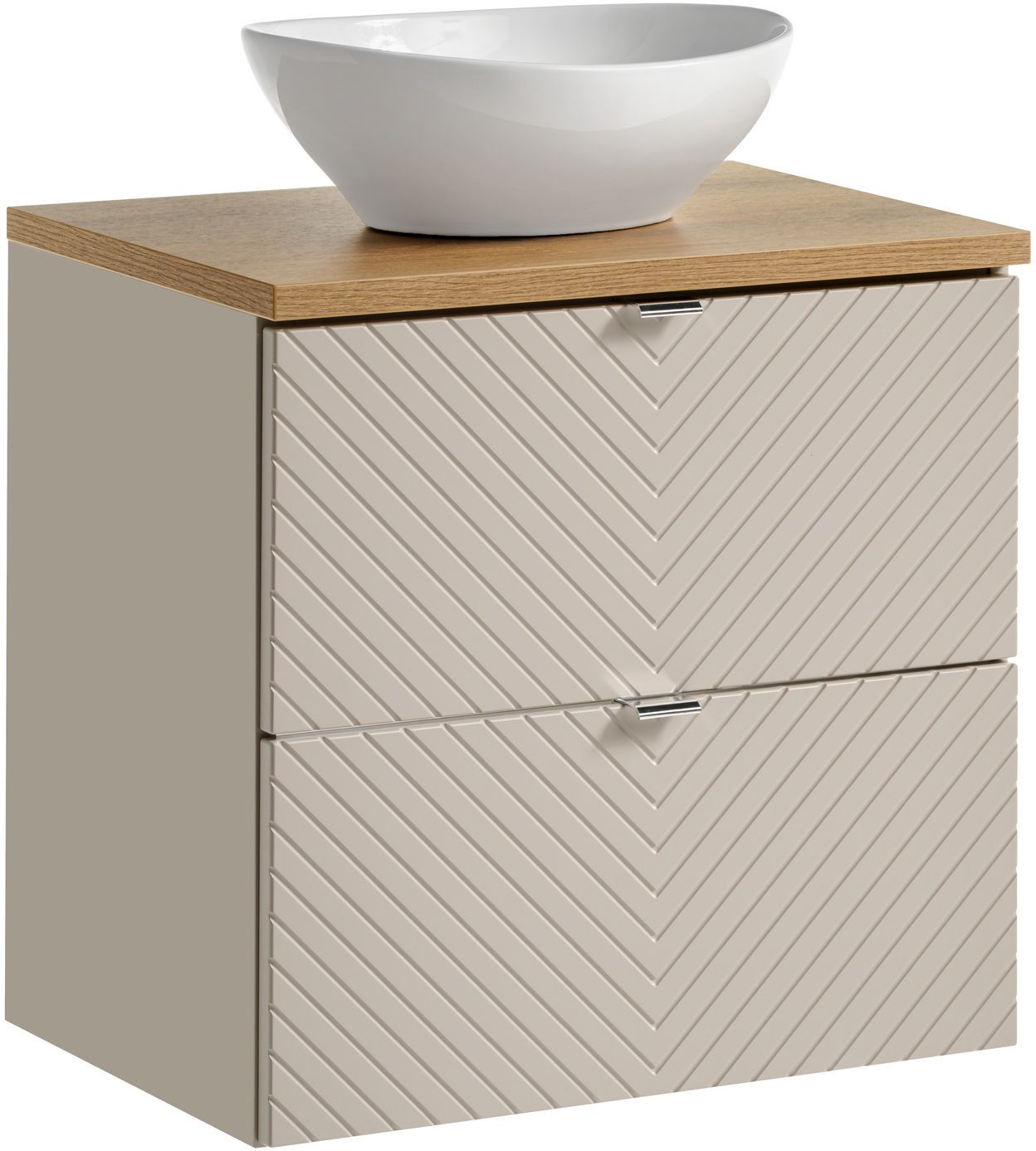 Készlet szekrény Comad Viva Cashmere VIVA CASHMERE 82-60-2S, mosdótál Comad Lola UN-LOLA-GW, NOVA OAK A 89-60