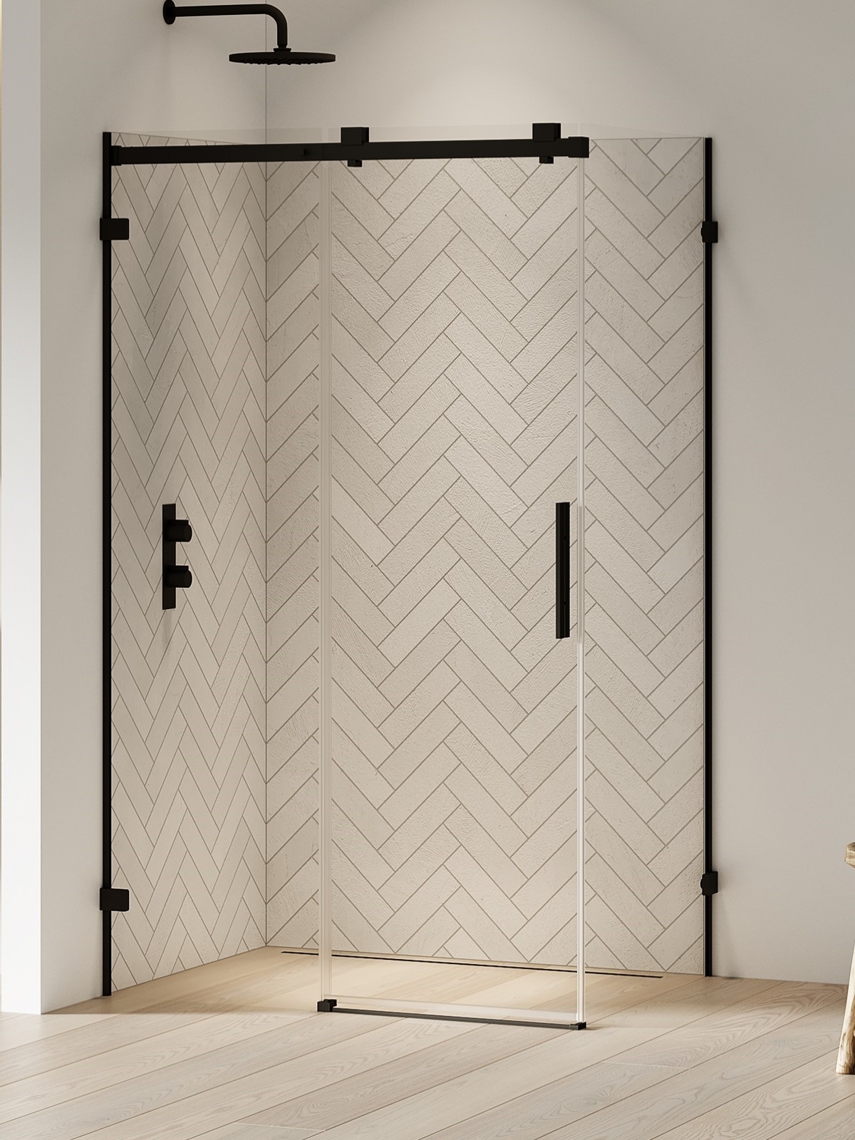 New Trendy Softi X Black zuhanykabin 130x80 cm négyszögletes fekete matt/átlátszó üveg EXK-5405