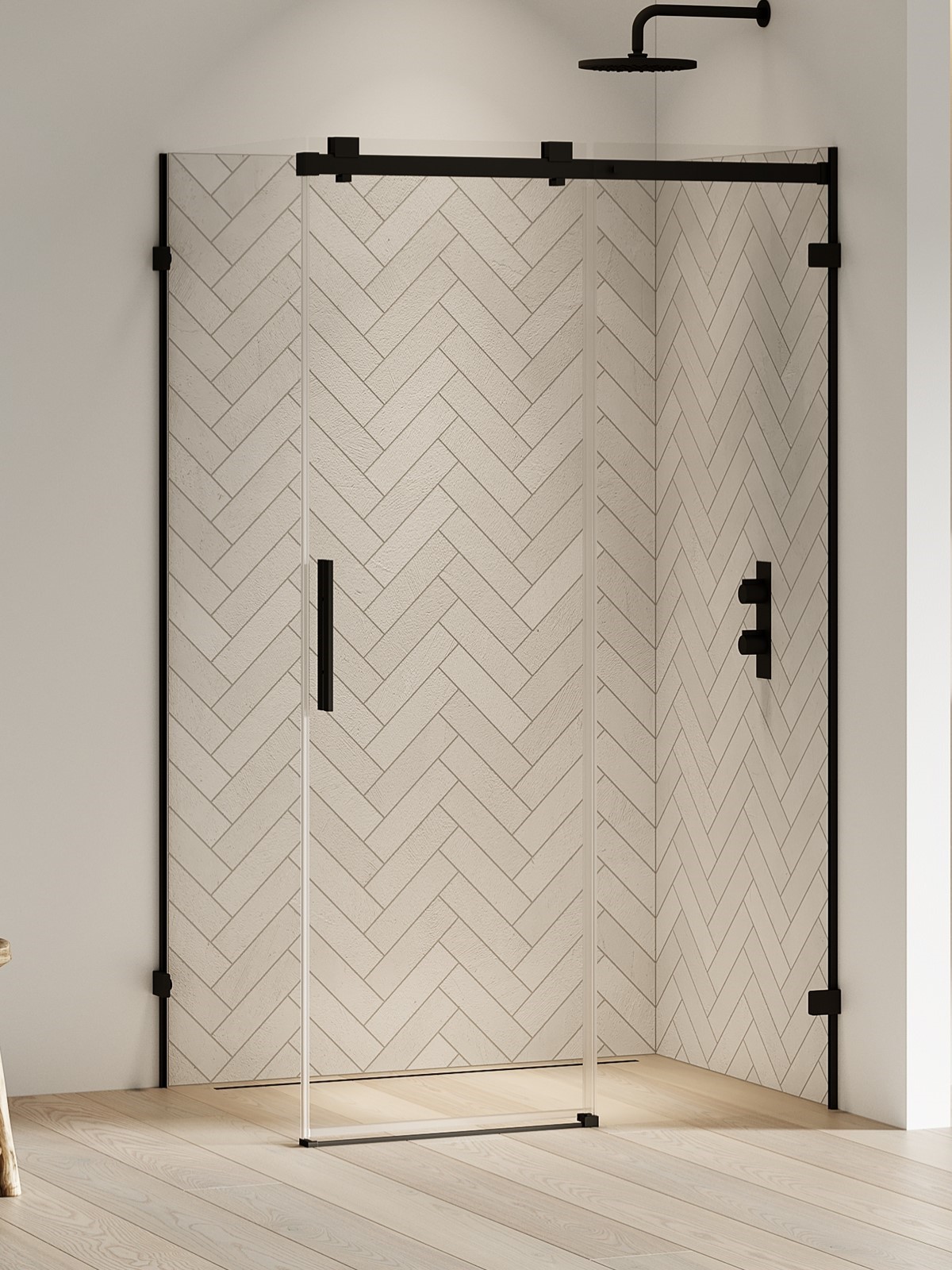 New Trendy Softi X Black zuhanykabin 140x100 cm négyszögletes fekete matt/átlátszó üveg EXK-5420