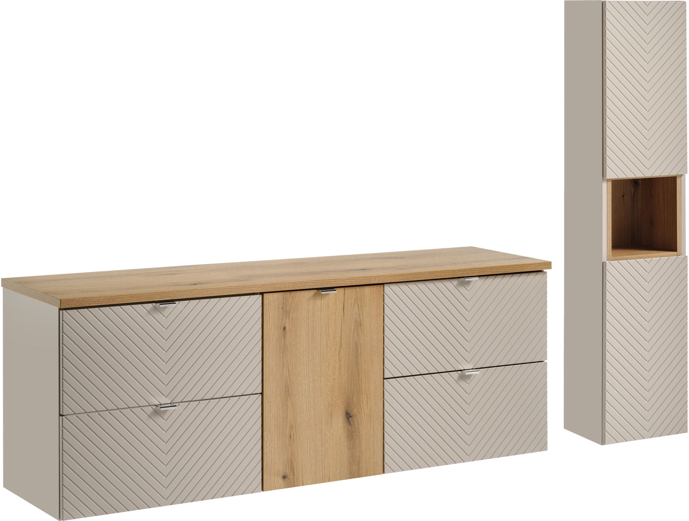 Készlet szekrény Comad Viva Cashmere VIVA CASHMERE 82-60-2S, szekrény Comad Viva Cashmere VIVA CASHMERE 80-03-2D, NOVA OAK 81-40-1DK, NOVA OAK A 89-160