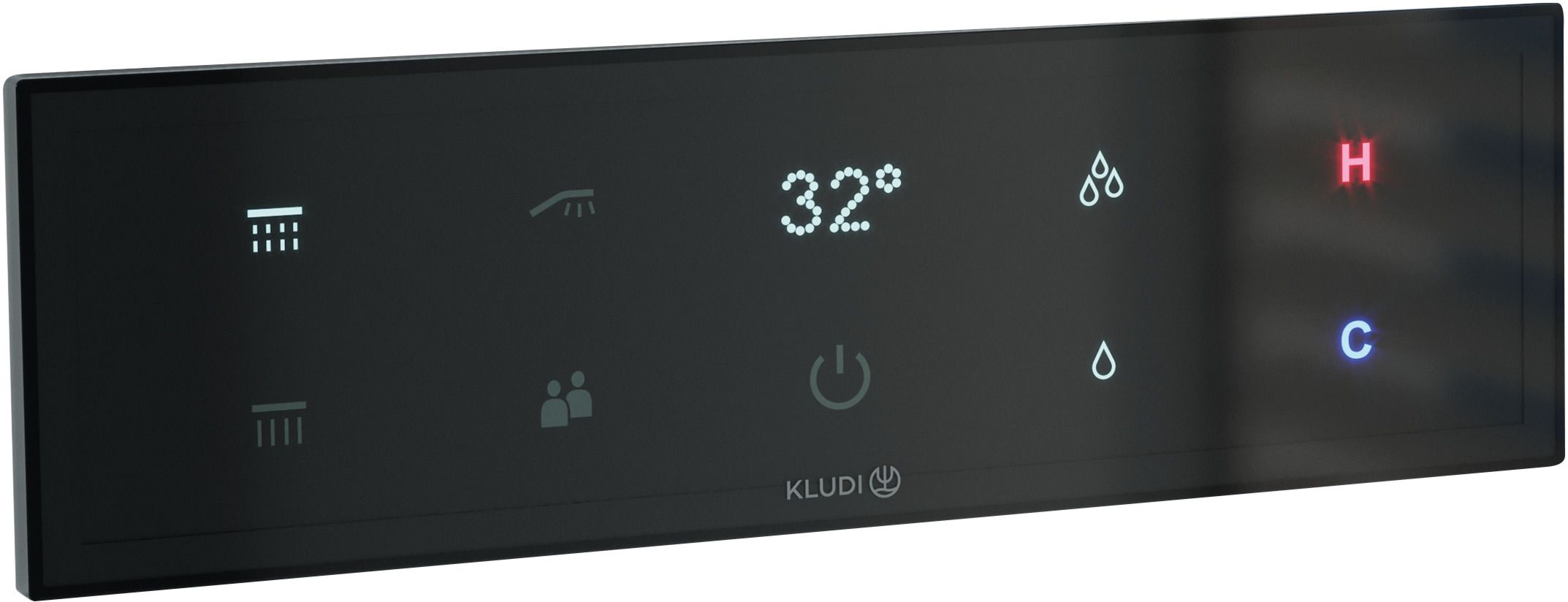 Kludi Touchtronic kád és zuhany csaptelep süllyesztett z termosztáttal fekete 38310G1-00
