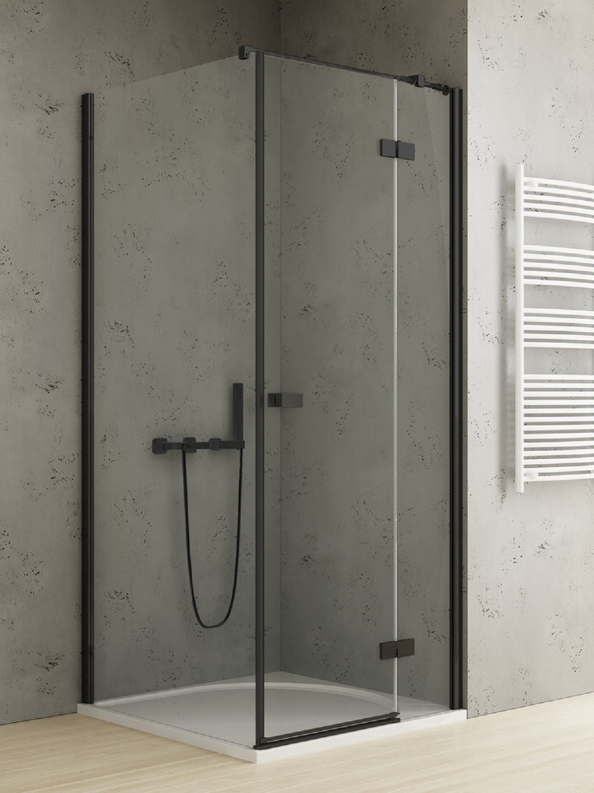 New Trendy Reflexa Black zuhanykabin 120x110 cm négyszögletes fekete matt/átlátszó üveg EXK-4959