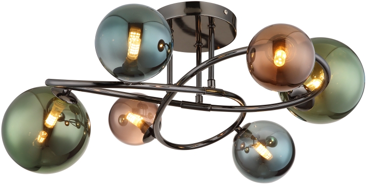Globo Lighting Riha függőlámpa 6x3.5 W zöld-füst színű -kék-szürke/hamvas 56142-6D